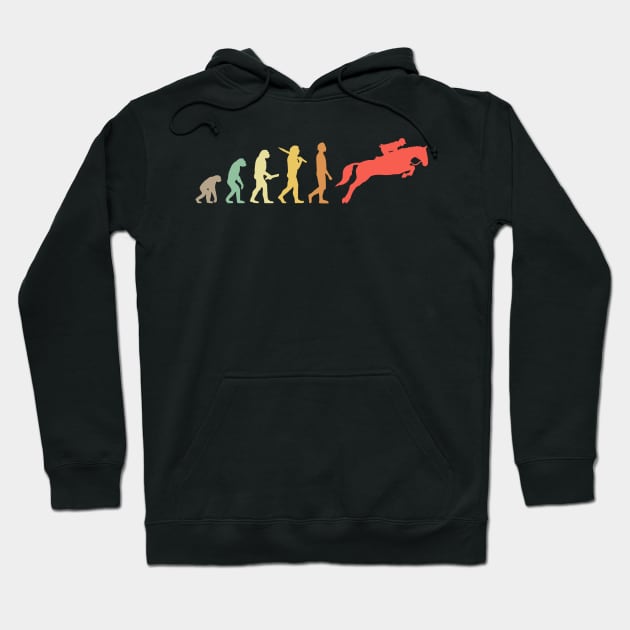 Retro Horse Riding Evolution Gift For Riders Hoodie by OceanRadar